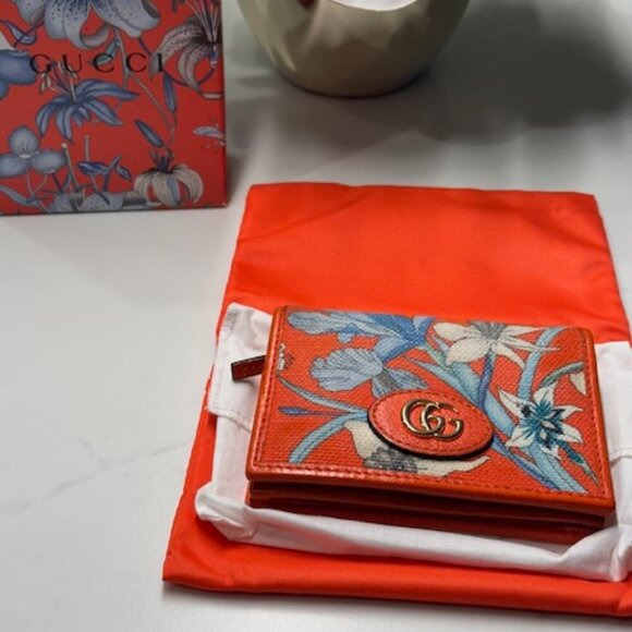 Gucci GG Marmont Flora Multi+Orange Limited Ed Wallet + dusty + box + COA EUC! - Picture 5 of 13